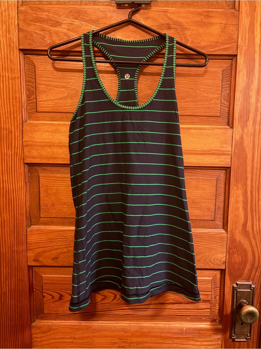 Lululemon Striped Athletic Tank - Black with Green Trim NWOT activewear size M